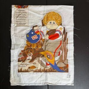 Vintage 1983 Cabbage Patch Kids Football Boy Cut & Sew Pillow Panel, Original